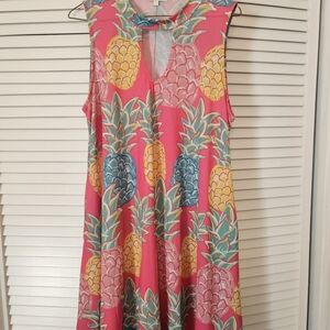 Simply Southern Pink Pineapple Print Midi Dress